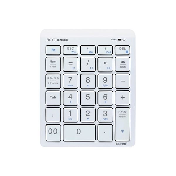 【マラソンでP最大49倍】ミヨシ Bluetoothテンキー ホワイト TENBT02/WH