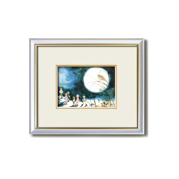 【ポイント20倍】ちひろ額装 壁掛け額 白いフレーム ■いわさきちひろ 絵画額 十五夜の月