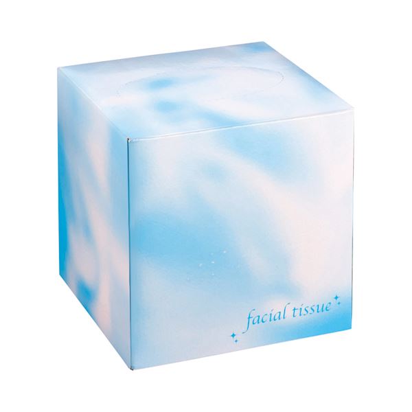 【百貨店SALEでP最大限度47倍】（まとめ）大一紙工 フェイシャルティッシュ 賽子BOX 80組/箱 青碧 1書き割り（50箱） 【×3書き割り】