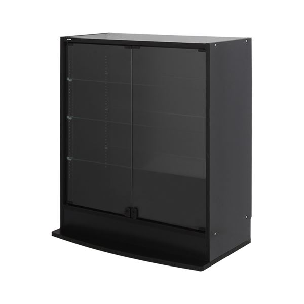 【クーポン配布中】コレクションケース/収納棚 【ワイド ロータイプ 本体 奥行39cm ブラック】 幅83.1cm 強化ガラス扉 棚板 【組立品】【代引不可】