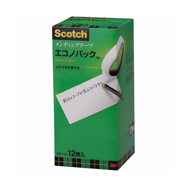 【クーポン配布中＆マラソン対象】3M スコッチ メンディングテープエコノパック 大巻 18mm×30m 紙箱入 業務用パック MP-18　1セット（120巻：12巻×10パック）