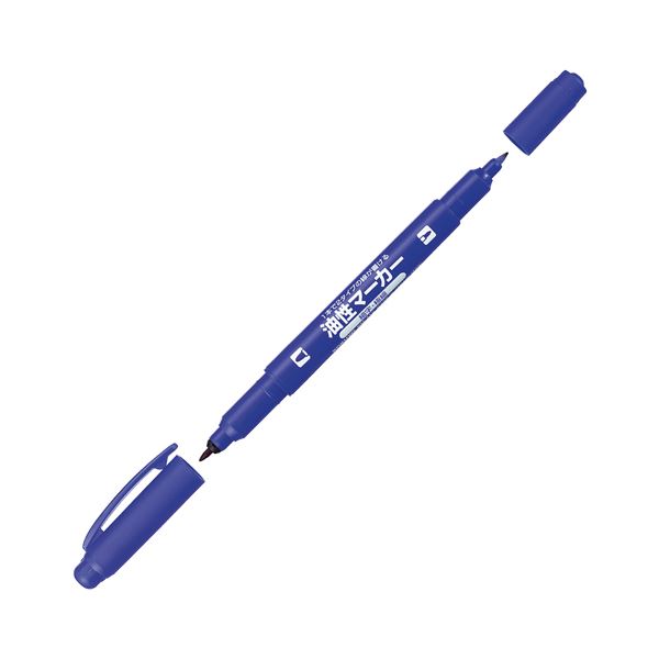 【マラソンでP最大49倍】(まとめ) コクヨ 再生樹脂油性マーカーツイン細字+極細 青 PM-41B 1セット（10本） 【×10セット】
