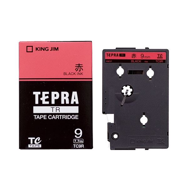 【クーポン配布中＆マラソン対象】(まとめ) キングジム テプラ TR テープカートリッジ パステル 9mm 赤／黒文字 TC9R 1個 【×10セット】