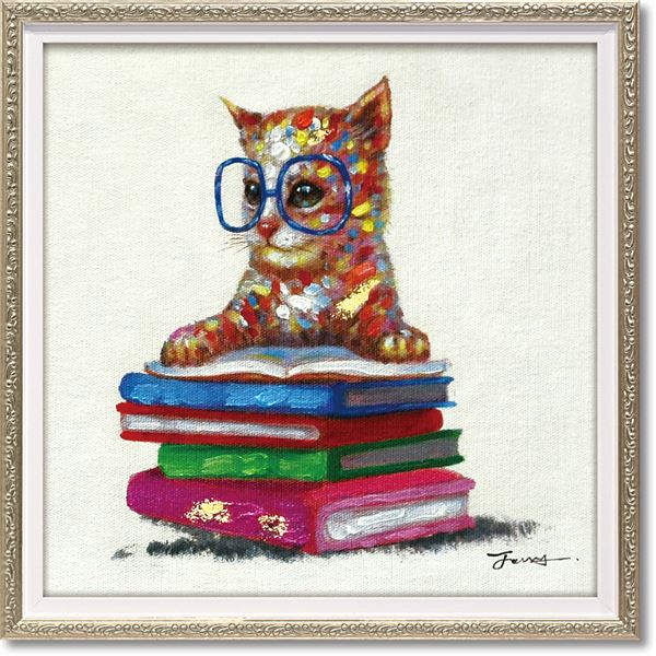 【引き換え証離れ離れ中】お手々絵の具 オイルペイントアート（S）「キャットオンブックス」