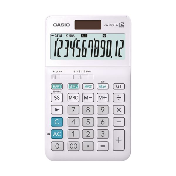 【マラソンでポイント最大47.5倍】(まとめ)カシオ W税率電卓 12桁ジャストタイプ JW-200TC-N 1台【×2セット】|インテリアの壱番館