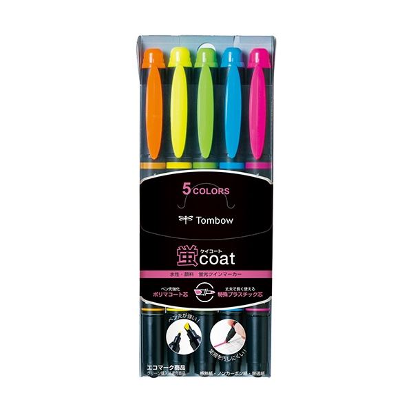 【クーポン配布中＆マラソン対象】(まとめ) トンボ鉛筆 蛍光マーカー 蛍COAT 5色(各色1本) WA-TC5C 1パック 【×30セット】