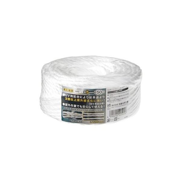 【マラソンでP最大49倍】（まとめ）宮島化学工業 PPロープ 5mm×50m 白 UV剤配合 GPP505【×10セット】