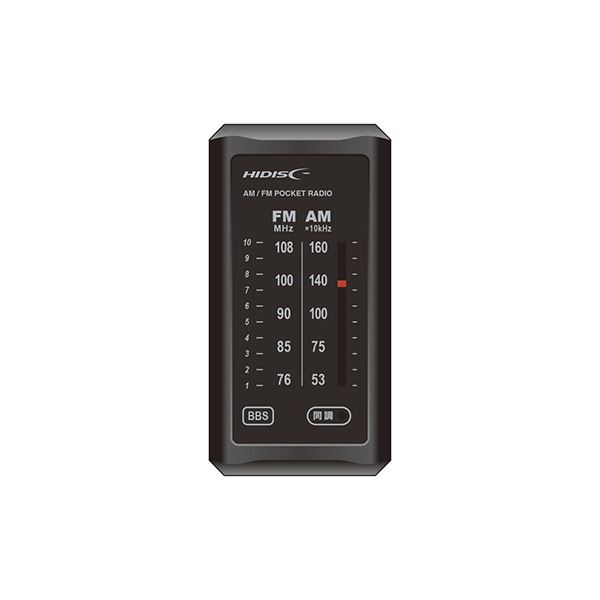 【ポイント20倍】HIDISC 光る同調ランプでかんたん選局 AM／FMライターサイズラジオ HD-RAD32BK ブラック