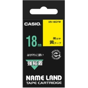 【クーポン配布中＆マラソン対象】(まとめ) カシオ CASIO ネームランド NAME LAND 強粘着テープ 18mm×5.5m 黄／黒文字 XR-18GYW 1個 【×10セット】 14,364円