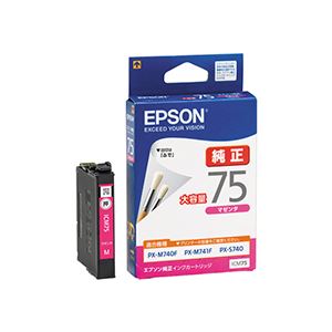 【クーポン配布中＆マラソン対象】(まとめ) エプソン EPSON インクカートリッジ マゼンタ 大容量 ICM75 1個 【×10セット】