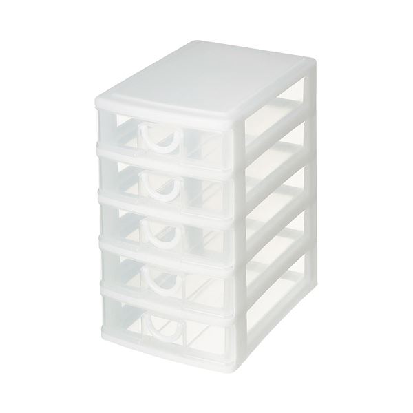 【クーポン配布中&マラソン対象】（まとめ）サンコープラスチック エルピス B6浅型5段 ホワイト B-605 1台【&times;5セット】｜インテリアの壱番館