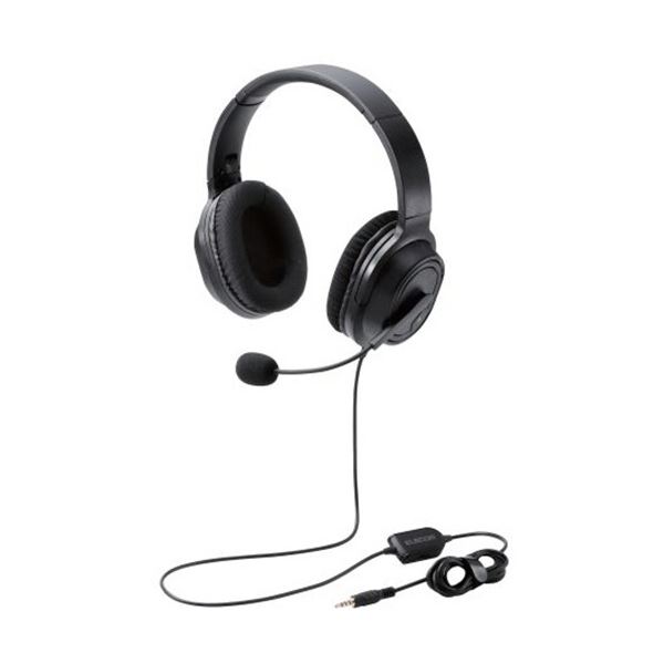 【尖んがり20倍】エレコム 両耳オーバーヘッドタイプヘッドセット 約1.8m 黒いこと HS-HP30TBK 1個