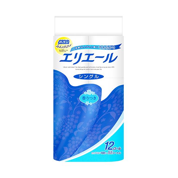 【クーポン配布中】（まとめ）大王製紙 エリエール トイレットティシュー シングル 55m 1パック（12ロール） 【&times;10セット】｜インテリアの壱番館