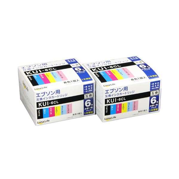 【ポイント20倍】ワールドビジネスサプライ Luna Life エプソン用 KUI-6CL 互換インクカートリッジ 6本セット×2個パック