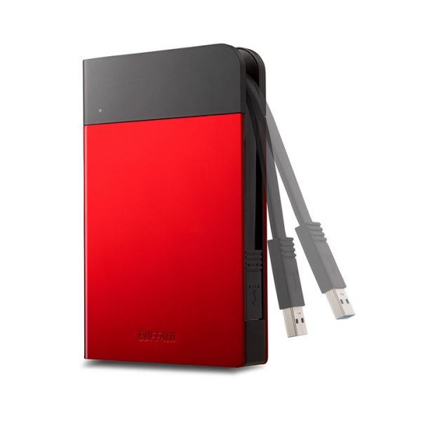 【ポイント20倍】バッファローICカード対応MILスペック耐衝撃ボディー防滴・防塵ポータブルHDD 1TB レッド HD-PZN1.0U3-R1台