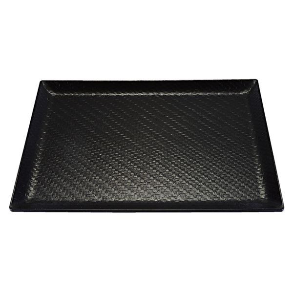 【ポイント20倍】尺3 利休アジロ盆/トレー 【黒SL】 389mm×287mm×21mm 日本製 〔和食 レストラン 居酒屋 店舗 お店〕【代引不可】