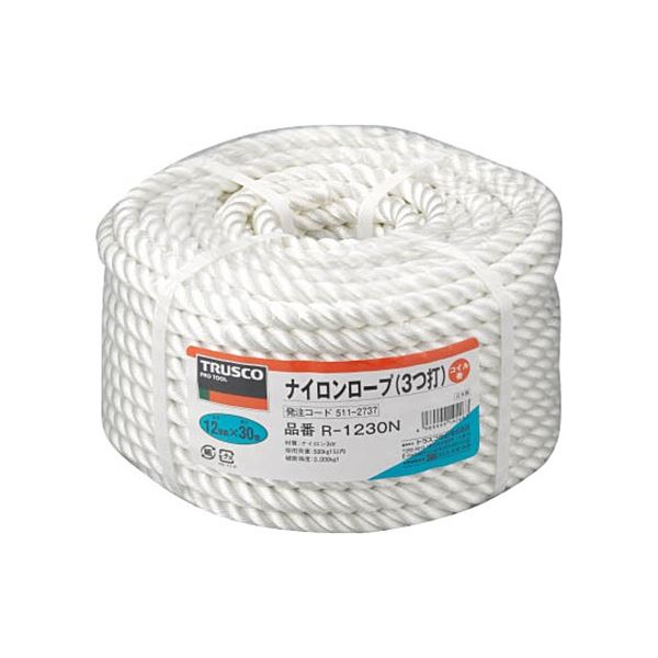 待望の再入荷! TRUSCO ナイロン金剛打ロープ 12mm×30m コイル巻 R