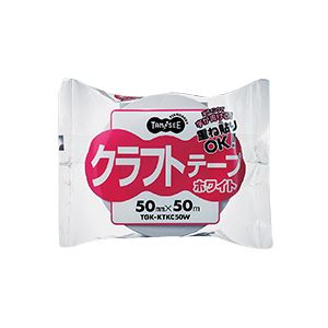 【クーポン配布中＆マラソン対象】TANOSEE クラフトテープ重ね貼可能 50mm×50m 白 1セット（150巻）