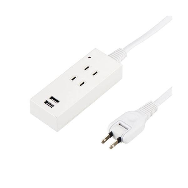 【クーポン配布中&マラソン対象】5個セット YAZAWA 雷ガード付2AC2USB2.1A1.5mホワイト Y02K4015WH2UX5|インテリアの壱番館