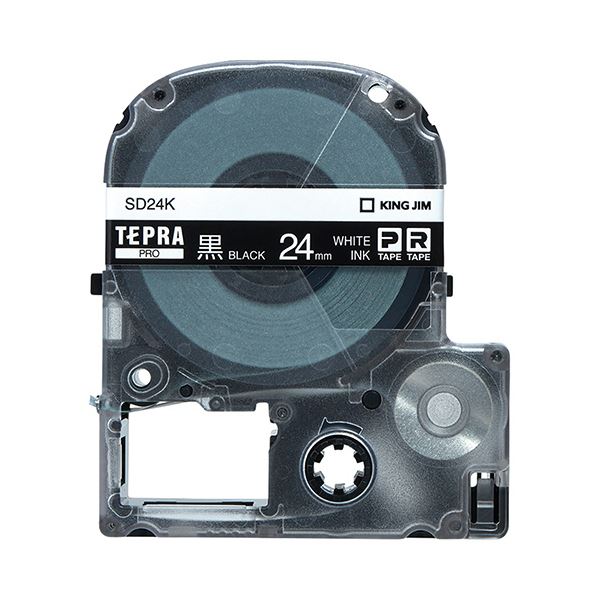 【ポイント20倍】(まとめ) キングジム テプラ PRO テープカートリッジ ビビッド 24mm 黒／白文字 SD24K 1個 【&times;10セット】｜インテリアの壱番館