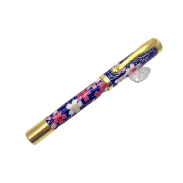 【クーポン配布中＆マラソン対象】日本製 万年筆 /文房具 【桜と流水 紺色】 美濃和紙 友禅紙 文具 オフィス用品 ステーショナリー