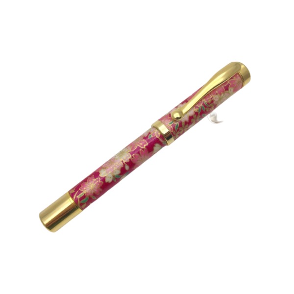 【クーポン配布中＆マラソン対象】日本製 万年筆 /文房具 【しだれ桜 紫色】 美濃和紙 友禅紙 文具 オフィス用品 ステーショナリー