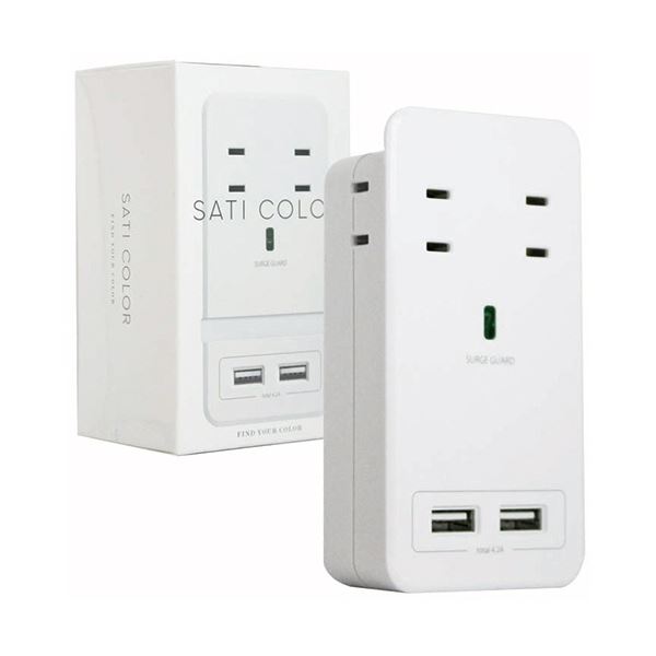 【マラソンでポイント最大47.5倍】ファーゴ SATI COLOR電源タップ AC4個口+USB2ポート ホワイト CT221WH 1個｜インテリアの壱番館