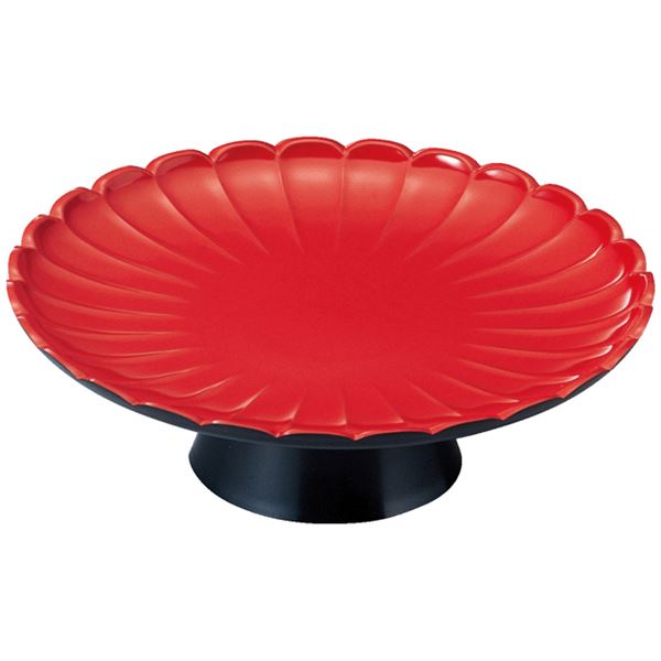 【ポイント20倍】8寸 大安菊高月皿/和食器 【朱 A】 直径242×78mm 日本製 〔和食 レストラン 居酒屋 店舗 お店〕【代引不可】