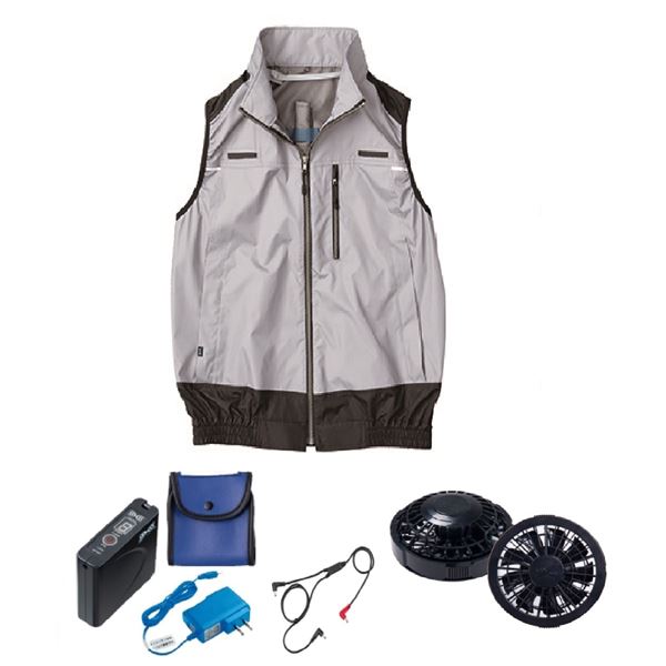 【ポイント20倍】KU92120 空調服 R ポリエステル製 遮熱フルハーネス仕様ベスト FAN2200B・RD9261・LISUPER1セット シルバー 4L