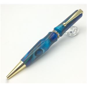 【クーポン配布中&マラソン対象】日本製 スワロフスキー ボールペン/文房具 【ブルー】 クロスタイプ 芯:0.7mm 文具 オフィス用品 『Acrylic』