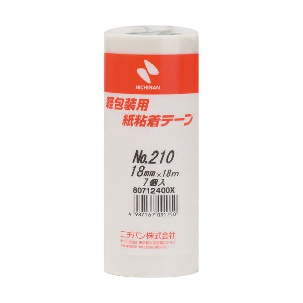 【ポイント20倍】(まとめ) ニチバン 紙粘着テープ No.210 H18mm×18m 白 210H-18 1パック(7巻) 【×20セット】