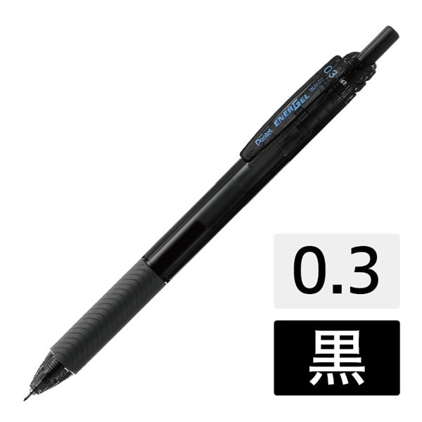 【尖んがり20倍】(まとめ) ぺんてる エナージェルエス BLN123-A 黒 10本 0.3粍 【×10書き割り】