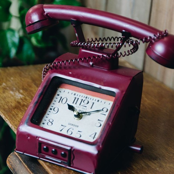 【マラソンでP最大47倍】ヴィンテージモチーフクロック telephone（テレフォン） レッド