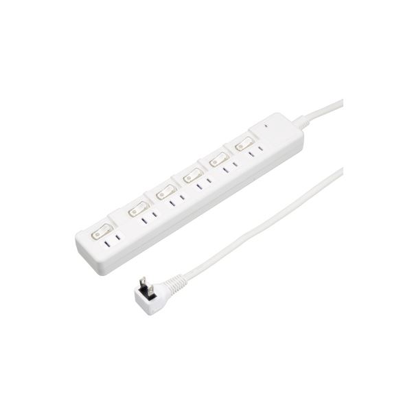 【ポイント20倍】【5個セット】 YAZAWA 雷ガード付 6個口 節電タップ 0.3m ホワイト H8KS6603WHX5