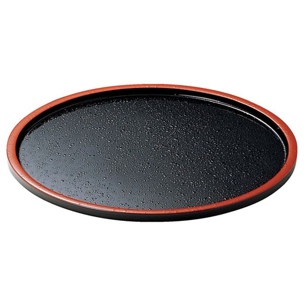 【ポイント20倍】尺1 DX懐石丸盆/トレー 【黒天朱SLタタキ A】 φ330×22mm 日本製 〔和食 レストラン 居酒屋 店舗 お店〕【代引不可】