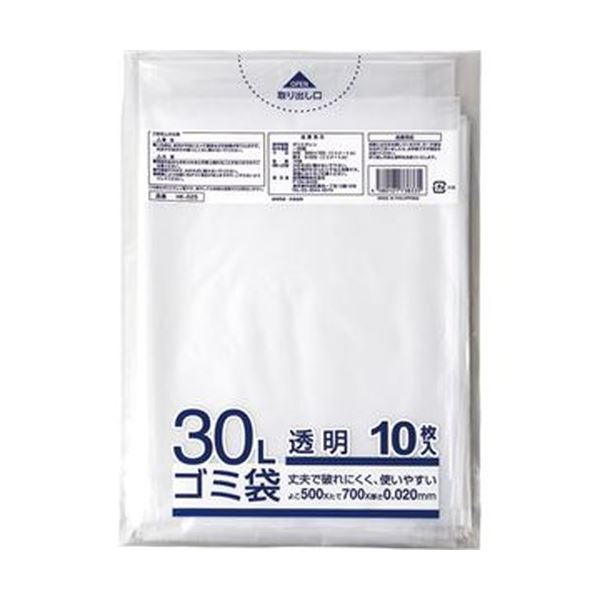 【ポイント20倍】（まとめ）クラフトマン 業務用透明メタロセン配合厚手ゴミ袋 30L HK-025 1パック（10枚）【×100セット】