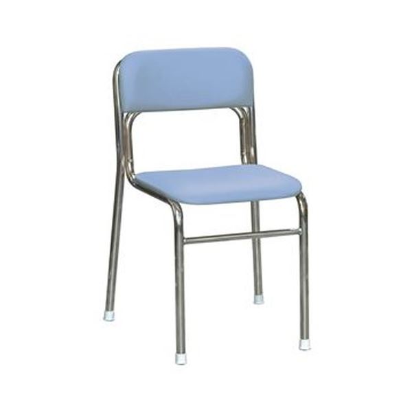 【ポイント20倍】スタッキングチェア 幅46cm ブルー×クロムメッキ 重さ4.7kg 軽量 日本製 防汚 スチール 完成品 1脚販売 リビング 在宅ワーク【代引不可】