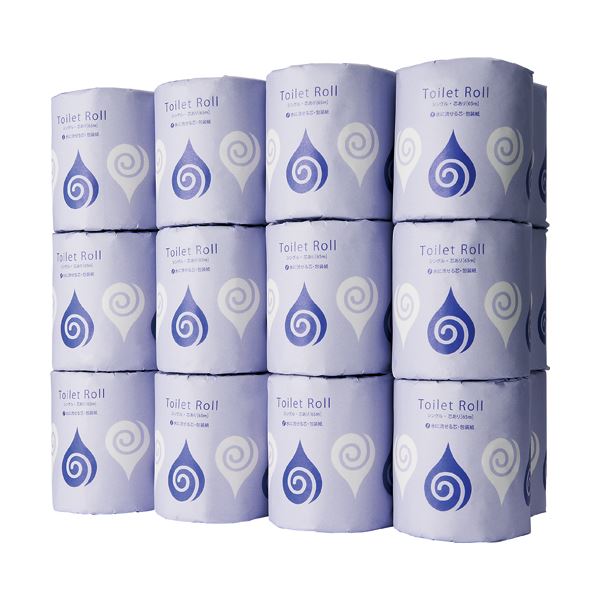 【クーポン配布中】（まとめ）TANOSEE トイレットペーパー水に流せる芯＆包装紙 シングル 65m 1ケース（24ロール）【&times;5セット】｜インテリアの壱番館