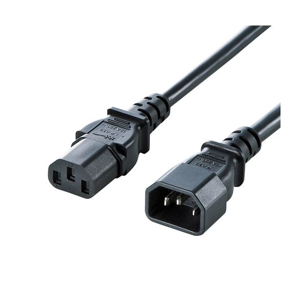 【尖んがり20倍】サンワサプライ ワット数吊りひも12A250V（1.8m） APW12-C14C13250-18