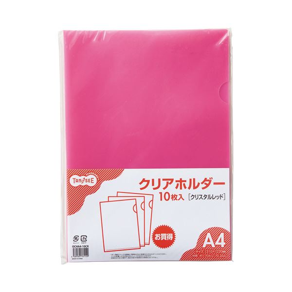 【マラソンでポイント最大47.5倍】(まとめ)TANOSEE カラークリアホルダー(単色タイプ) A4 クリスタルレッド 1セット(30枚:10枚×3パック) 【×10セット】|インテリアの壱番館