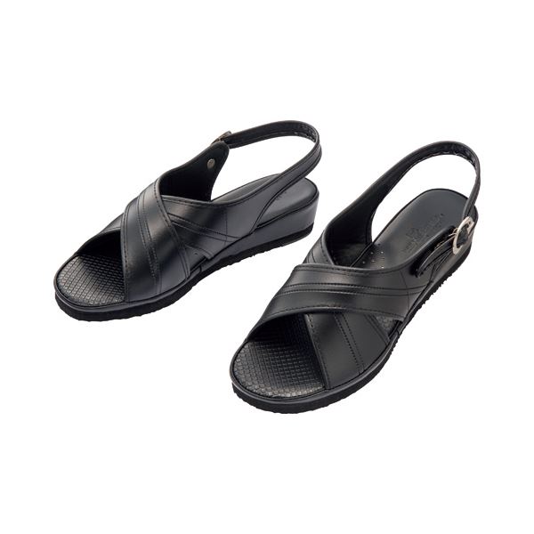 【百貨店SALEでP最大限度47倍】(まとめ) 山一 スタンダードクロスサンダル M大きさ 黒 10-BK-M 1足  【×10書き割り】