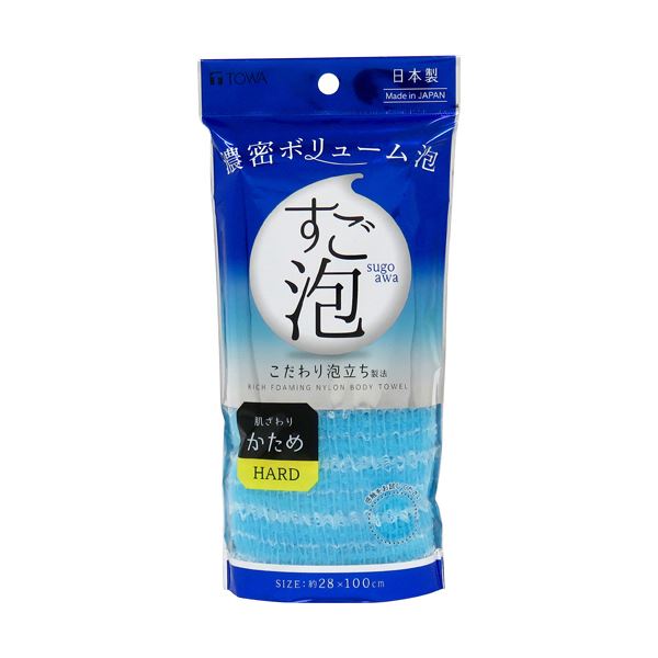 【ポイント20倍】（まとめ）東和産業 すご泡IV ナイロンタオル かため ブルー 1枚 【×5セット】