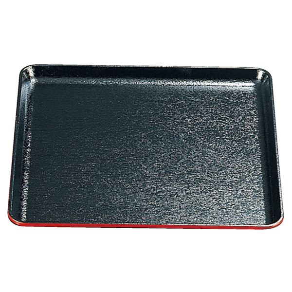 【ポイント20倍】尺1 耐熱木目角盆/トレー 【黒渕朱SL】 338mm×338mm×18mm 日本製 食洗機対応 〔和食 レストラン 居酒屋 店舗 お店〕【代引不可】