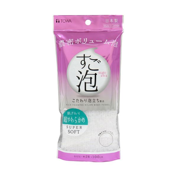 【ポイント20倍】（まとめ）東和産業 すご泡IV ナイロンタオル 超やわらかめ ホワイト 1枚 【×5セット】 6,020円