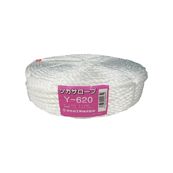 【ポイント20倍】(まとめ) 司化成工業 ツカサ PP融着 三本撚ロープ(ツカサロープ) Y-620 1巻 【×5セット】