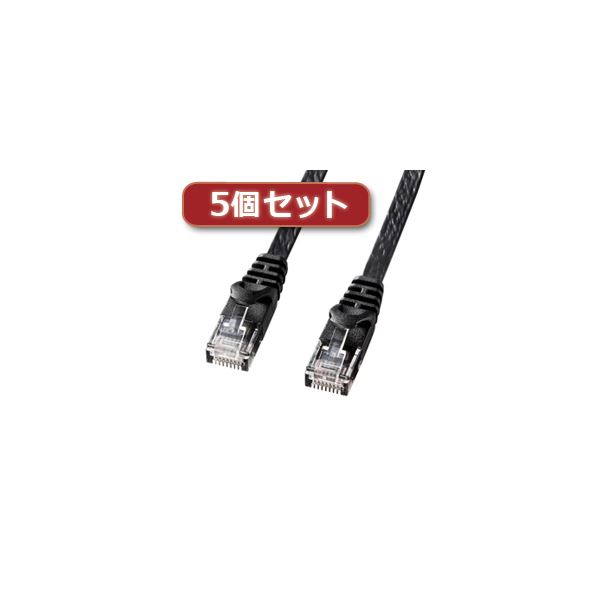 【ポイント20倍】5個セット サンワサプライ カテゴリ6フラットLANケーブル LA-FL6-15BKX5