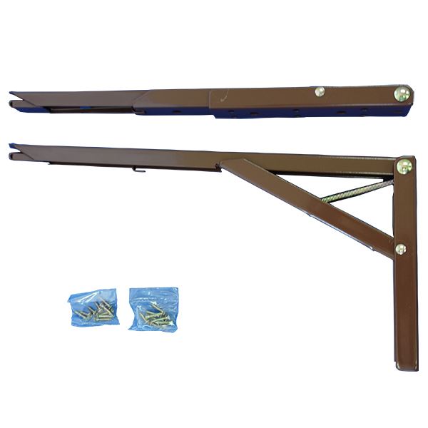 【マラソンでポイント最大47.5倍】折りたたみ 棚受け金具 【300mm】 ブラウン 2セット 耐荷重40kg スチール ストッパー付き 『タッチポン』 〔DIY リフォーム〕｜インテリアの壱番館