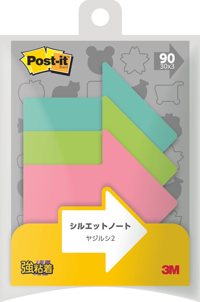 【マラソンでP最大49倍】(まとめ）スリーエム 【強粘着】 ポストイット 強粘着ふせん シルエットノート ヤジルシ2 3色 SSS-YA2 SSS-YA2 【×20セット】