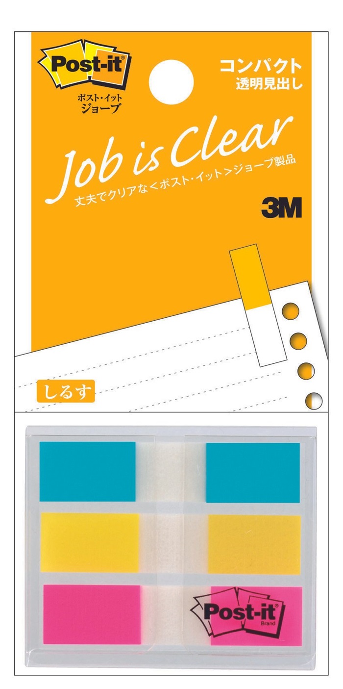 【ポイント20倍】(まとめ）スリーエム ポストイット フィルムふせん ジョーブ コンパクト 透明見出し カバー付き 44×10mm 3色セット 1パック(60枚入) 683-C1 683-C1 【×50セット】