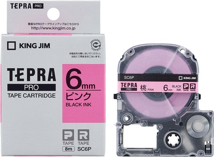 (まとめ)キングジム カラーラベル・パステル ピンク・黒文字(PROテープ) SC6P